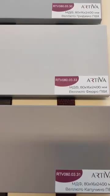 Плинтус набор 7 штук 80x16x2400 мм, с пазом, МДФ Бетон Известковый ПВХ ARTIVA RTV080.03.36 — фото 1