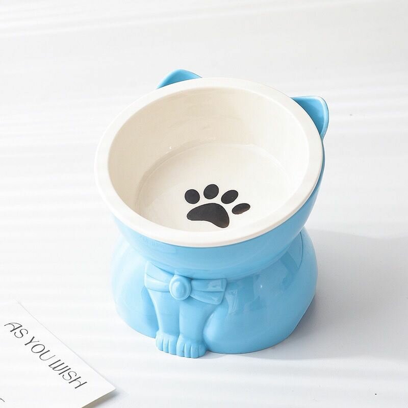 Защита шеи + защита от черного подбородка Разделенная миска для кошек, пластиковое основание, керамическая миска