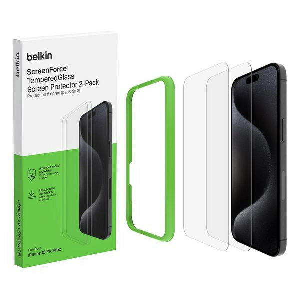 Защитное стекло Belkin ScreenForce TemperedGlass для iPhone 15 Pro Max (2 шт) OVA146zz