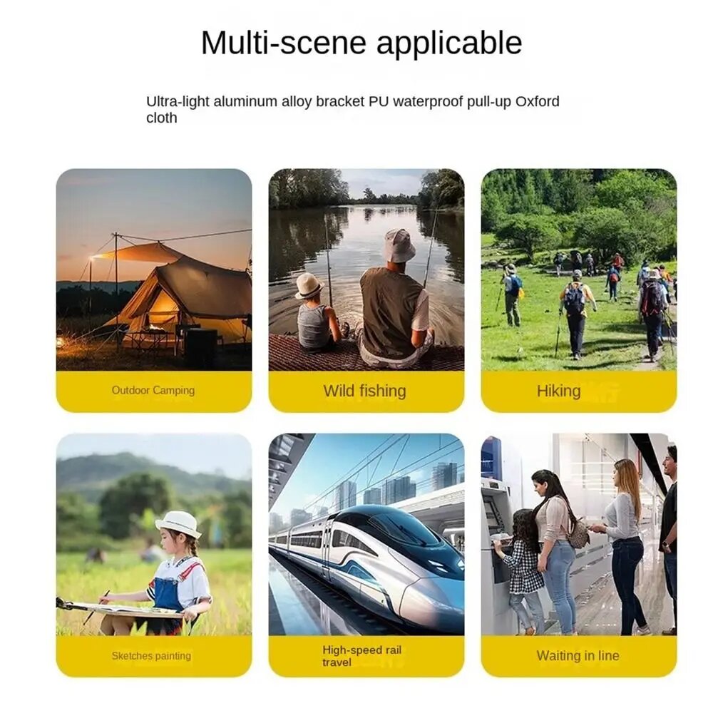 Изображение Износостойкий складной табурет-рюкзак, прочный, несущий спортивный складной стул, сумка через плечо, стильный пенал, табурет, Black-L