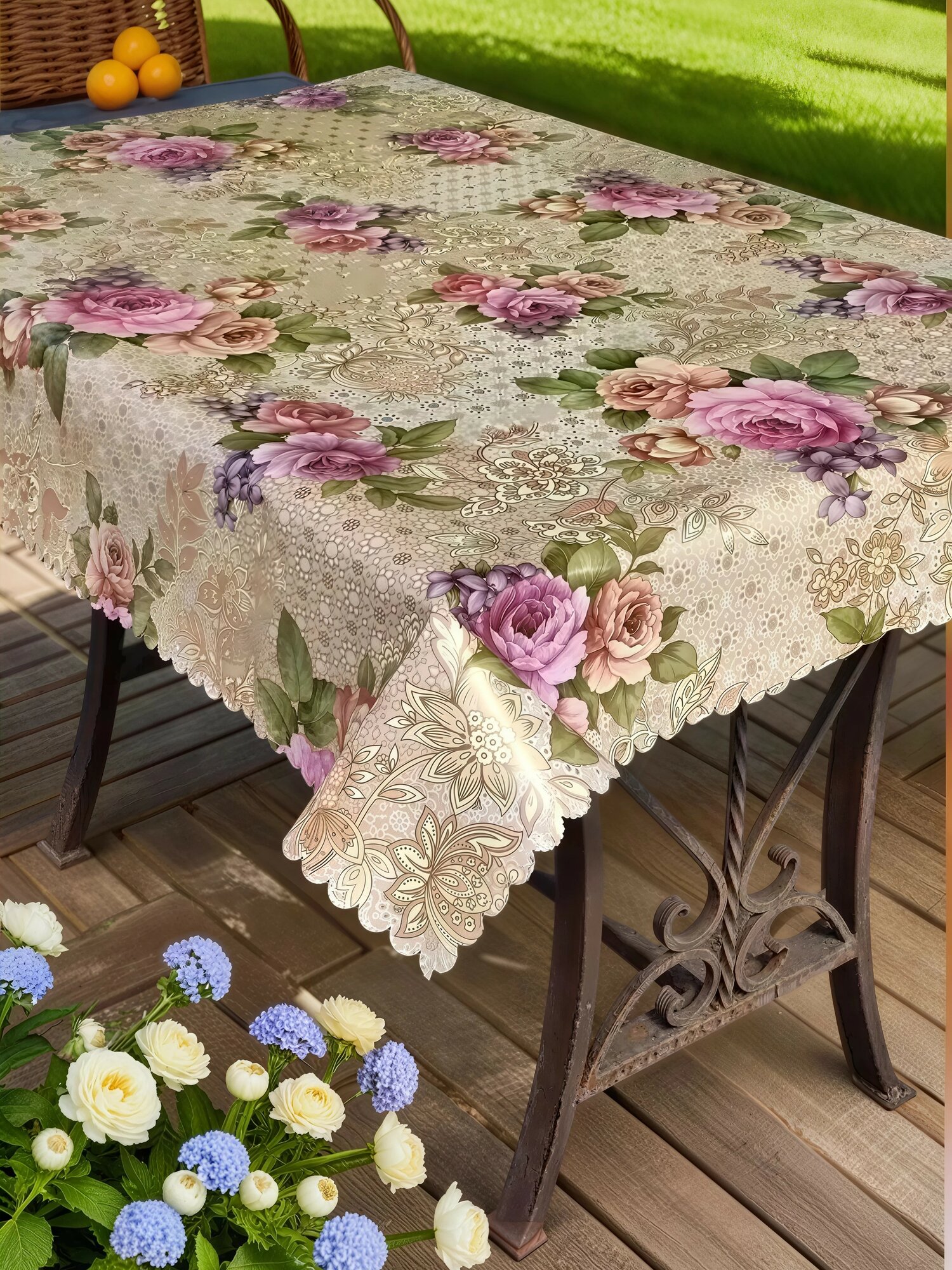 Скатерть на стол Laid Table клеенка для кухни 105 x135 тканевая основа водоотталкивающая , декор для дома и дачи