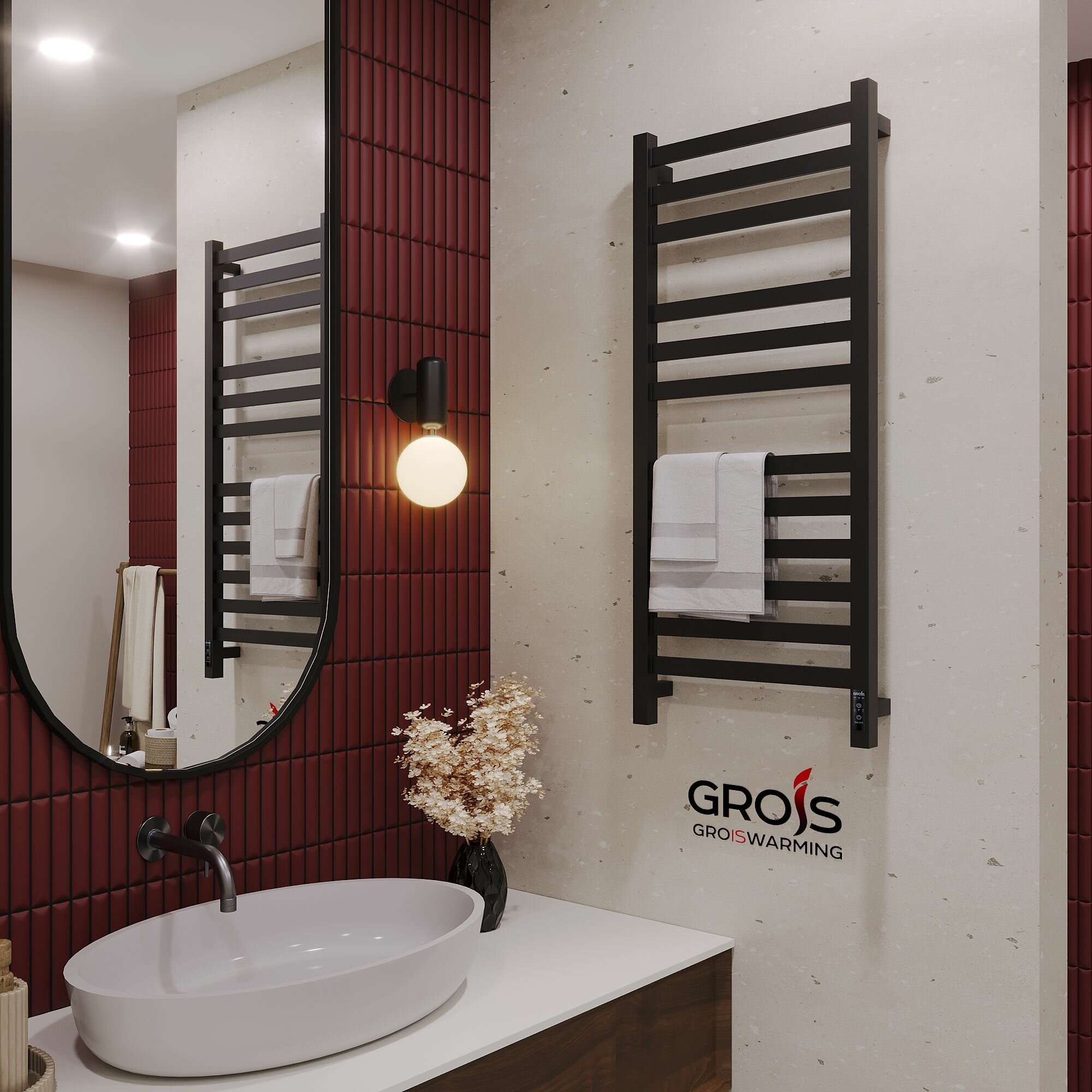 Полотенцесушитель электрический Бруно GR 123 400 1000 П12 универсальный черный