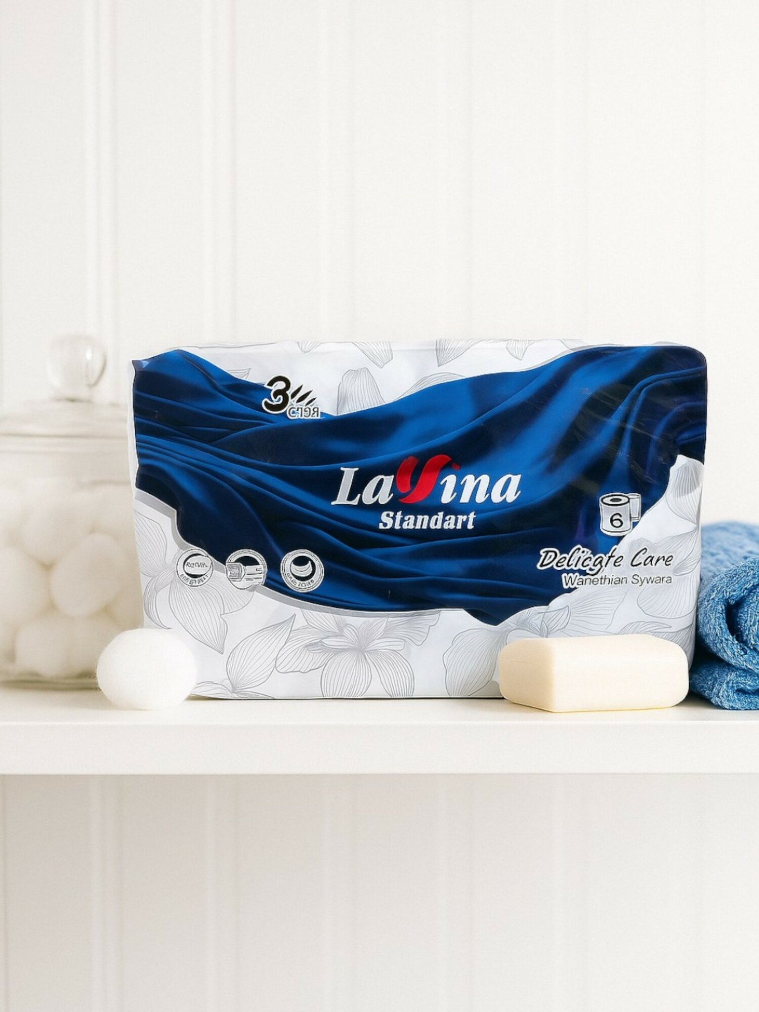 Туалетная бумага Lavina, 3 слоя, 8 рул./уп, мягкая, для ежедневного использования