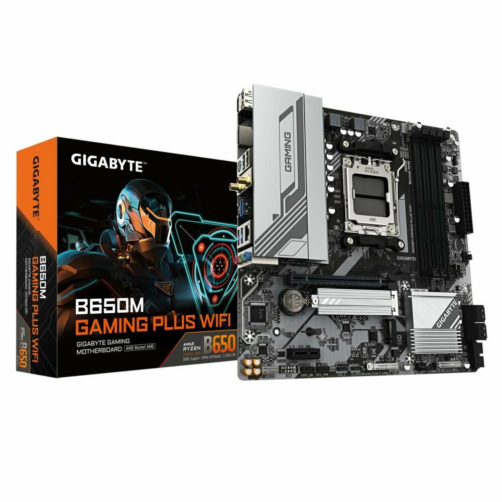 Материнская плата Gigabyte B650M GAMING PLUS WIFI, AM5, AMD B650, Micro-ATX, RTL (B650M GAMING PLUS WIFI_G)