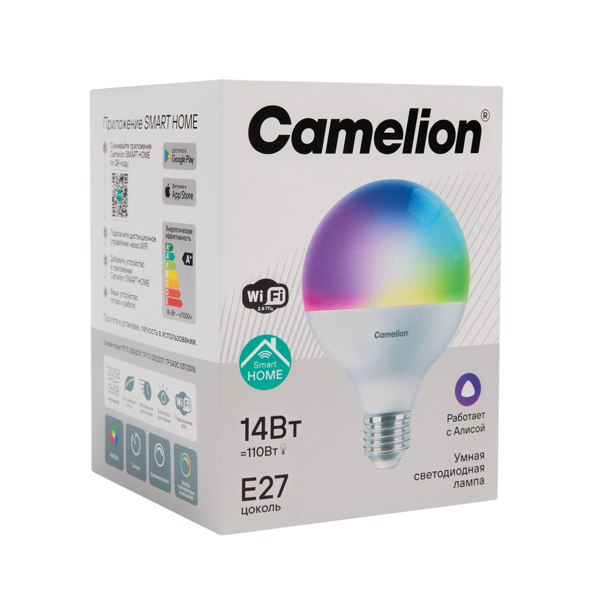 Умная лампа Camelion LSH14 G120 Smart Home, IP20, E27, Wi-Fi