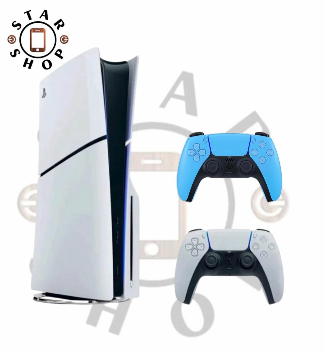 Игровая консоль PlayStation 5 Slim с дисководом + 2-й геймпад голубой, 1Тб