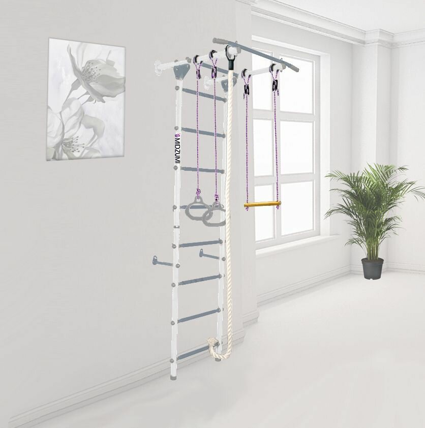 Шведская стенка Midzumi Karui Kabe кольца гимнастические  канат  трапеция .