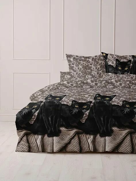 КПБ Семейный "Черные кошки" наволочки 70*70, бязь Премиум (21294-1)
