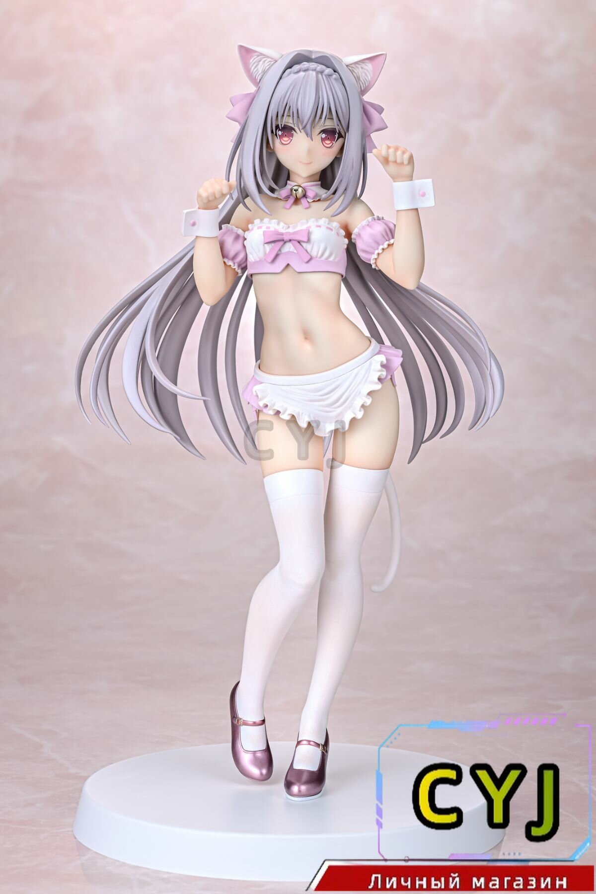 Q-six аниме фигурка/Tsuki ni Yorisou Otome no Sahou Sakurakouji Runa Cat Ear Maid Cherry blossom color/CYJ