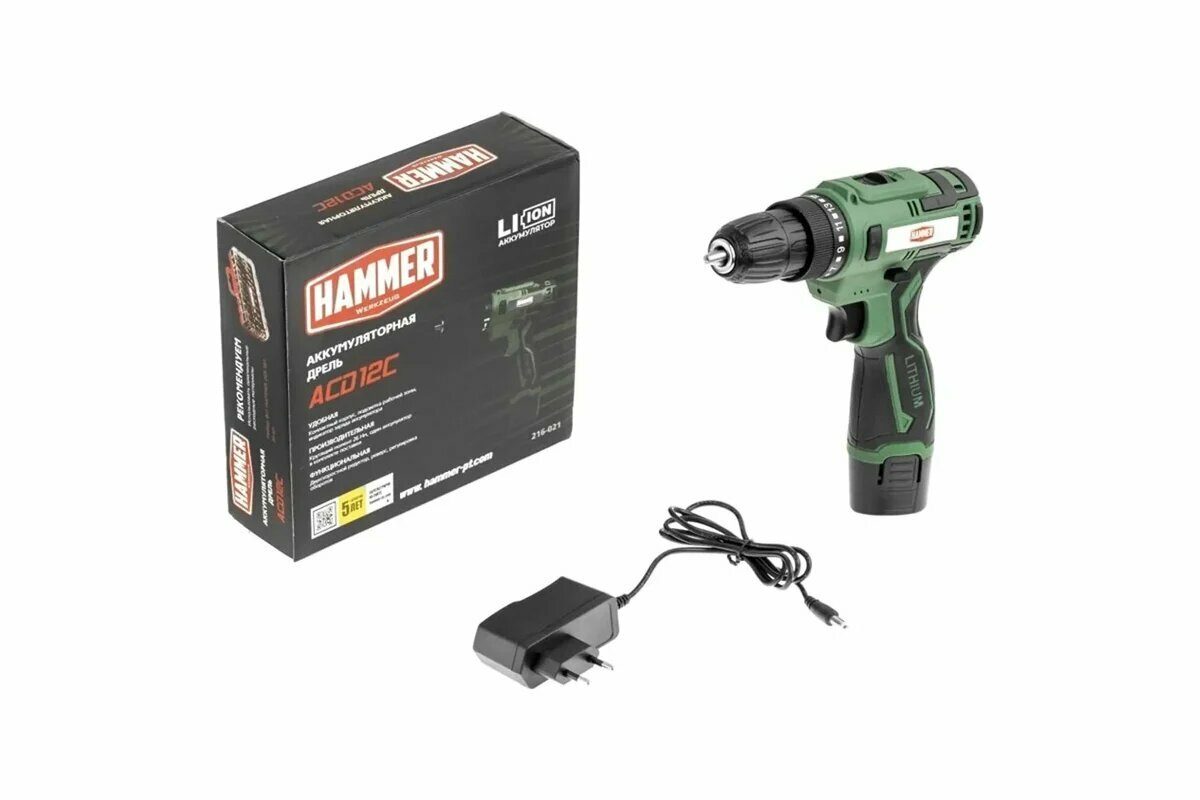 Аккумуляторная дрель Hammer промо 12в 1x1 5ач liion 10мм 0 350 0 1350об мин 26 нм ACD12C 824158