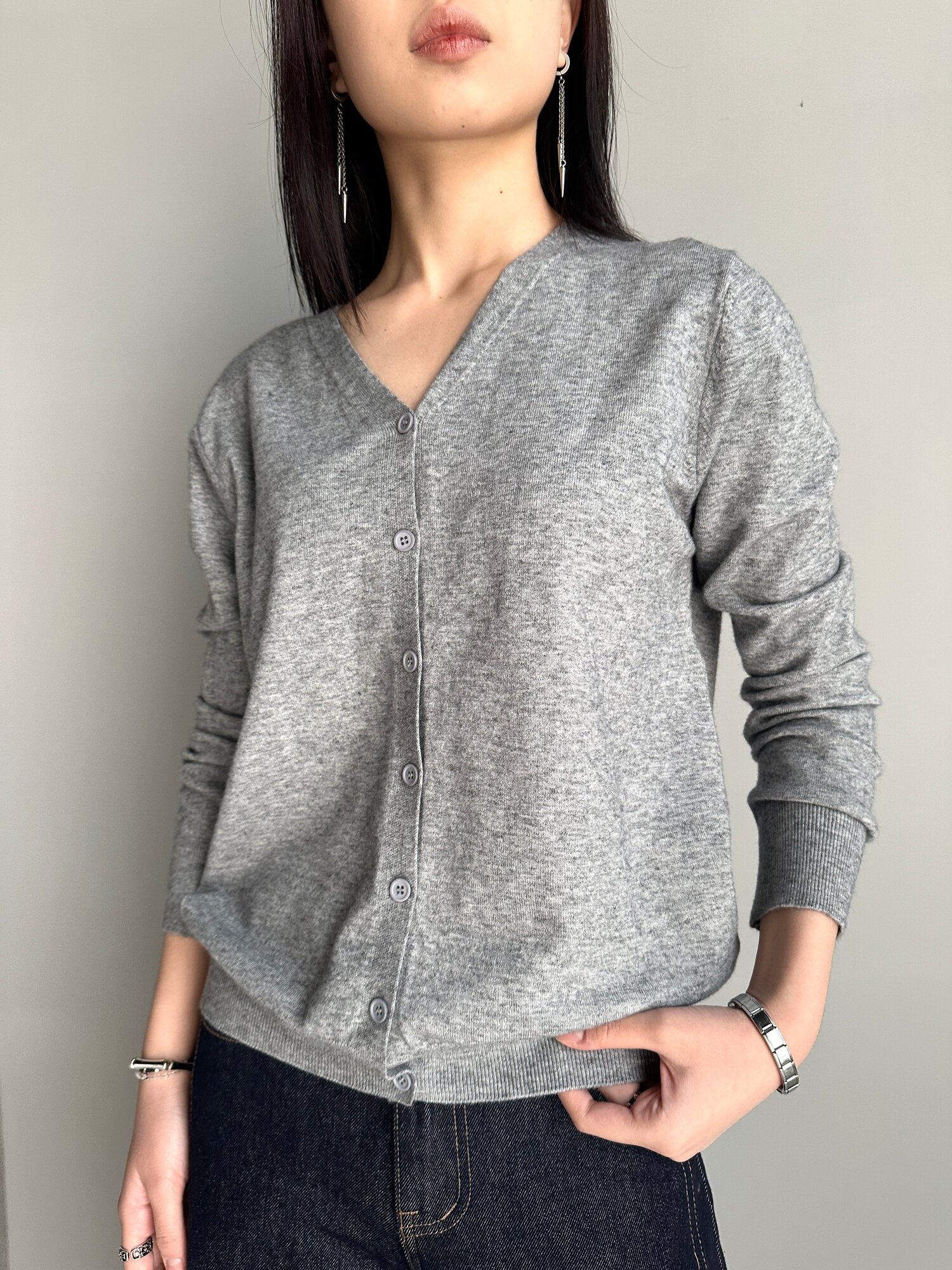 Кардиган INK Серый, черный, бежевый, размер Std, серый — фото 1