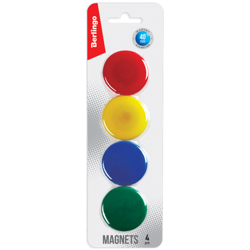 8 шт. Магнит для досок Berlingo 40мм, 4шт, ассорти, европодвес