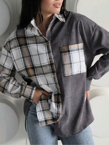 Изображение товара Рубашка вельветовая в клетку оверсайз