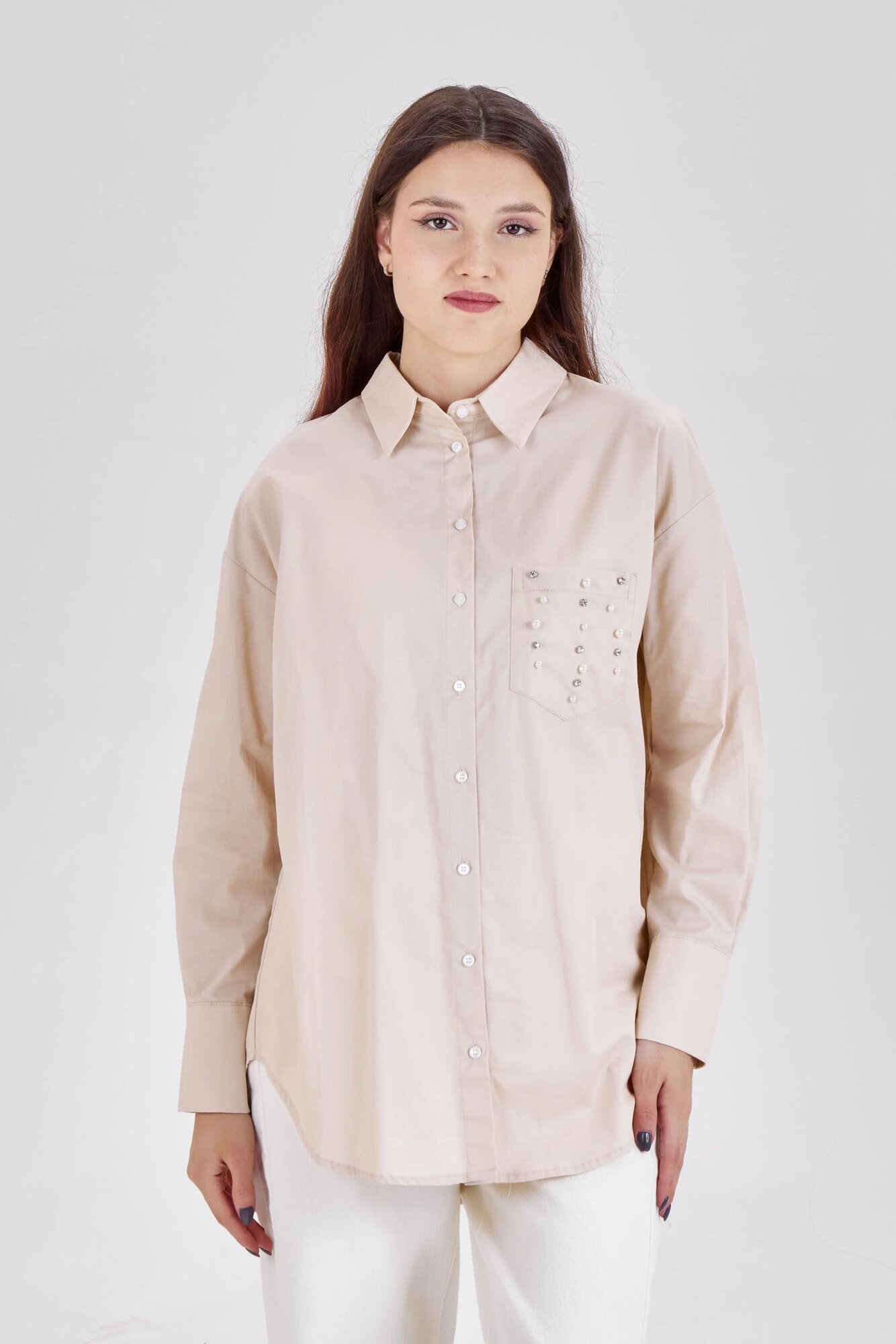 Рубашка Selfie, размер S, бежевый — фото 1