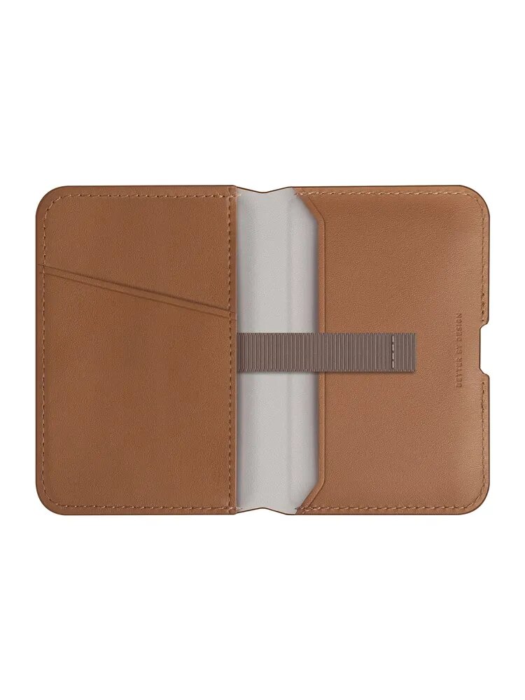 Uniq магнитный бумажник LYDEN DS RFID-BLOCKING WALLET MagSafe с держателем и подставкой CARAMEL/IVORY — фото 1