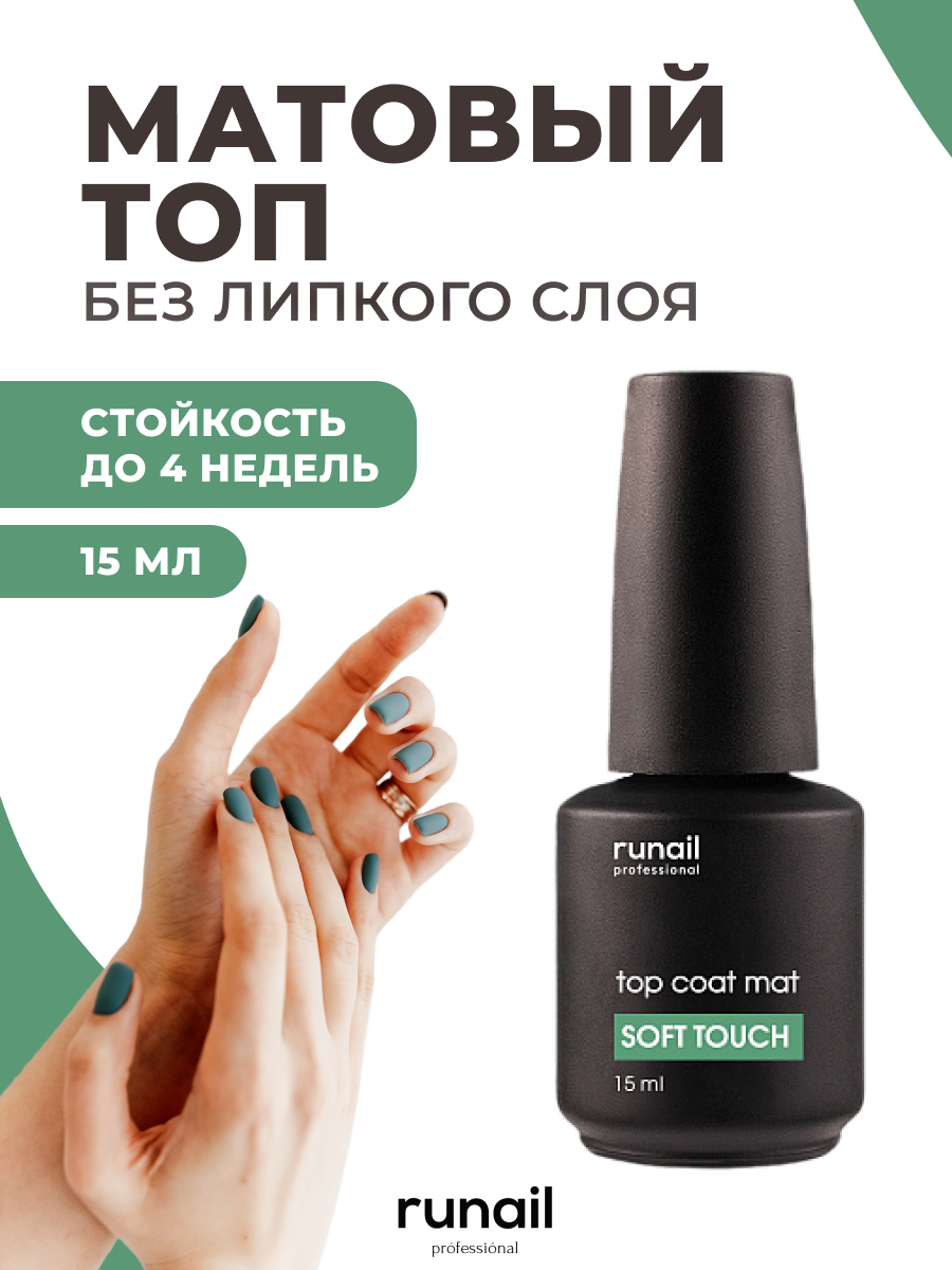 Топ для ногтей матовый Runail Professional Top Coat Soft Touch 7636 15 мл