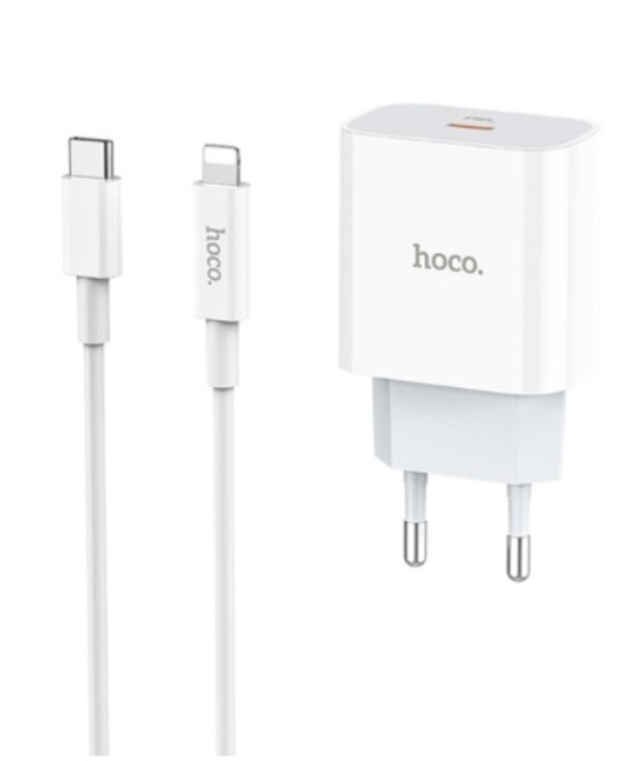 Блок питания сетевой 1 Type-C HOCO C76A Plus, Speed Source, 20Вт, QC3.0, PD3.0, цвет белый — фото 1