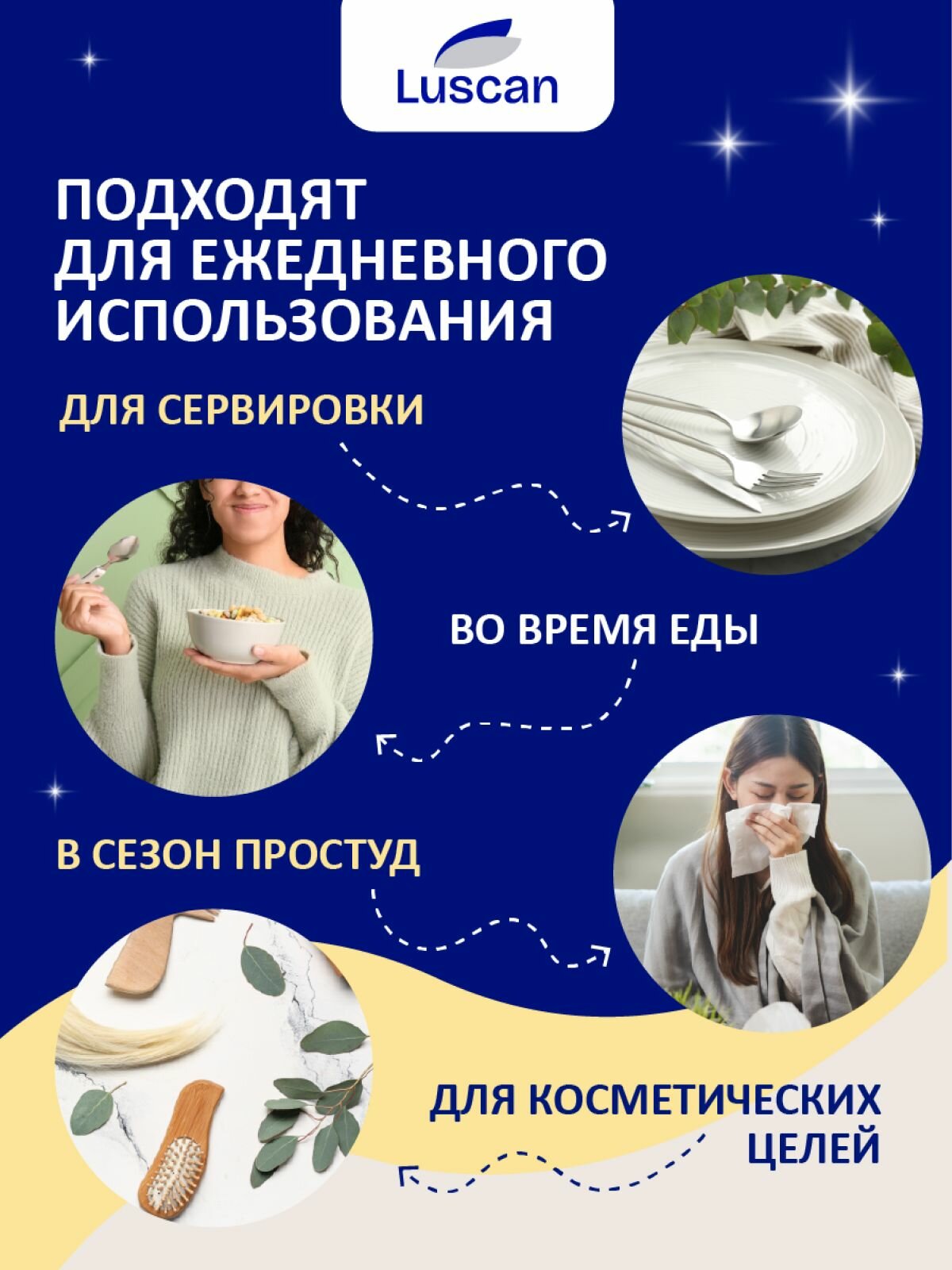 Салфетки бумажные Luscan Profi Pack, 24x24 см, 400 штук, зеленые — фото 1
