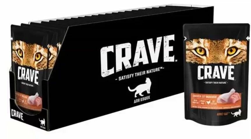 Crave корм влажный для кошек Курица 70г (30 штук)