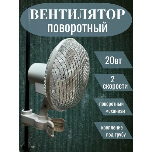 Вентилятор поворотный на прищепке 20w в гроубокс гроутент 499000₽