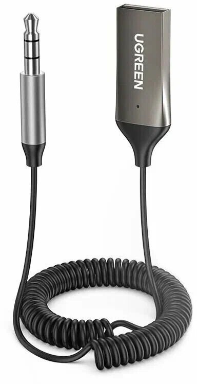 Аудио адаптер для автомобиля Ugreen CM309-70601, AUX, с микрофоном, Space Gray