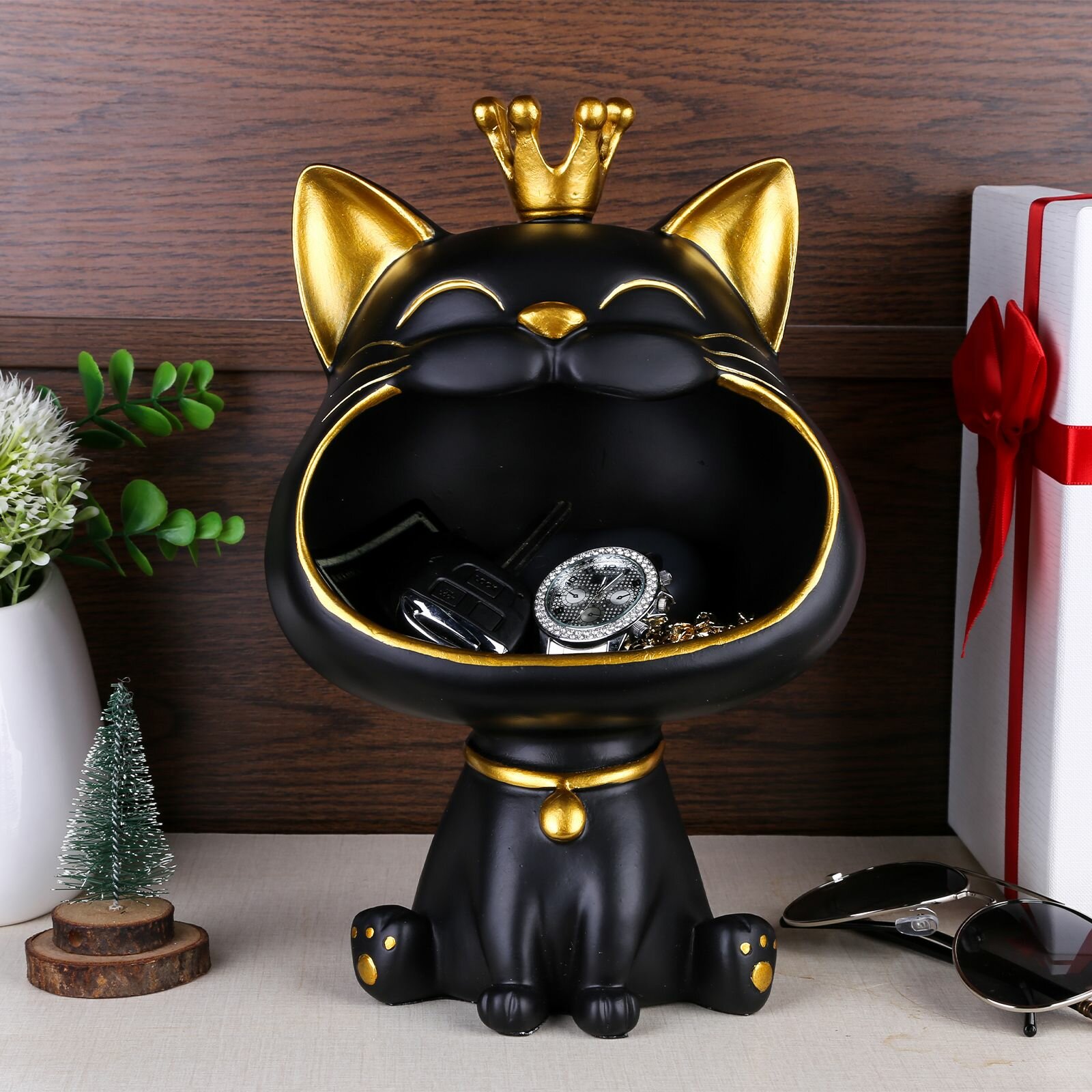 Украшение для хранения ключей от входа Lucky Cat, украшение для дома, материал из смолы