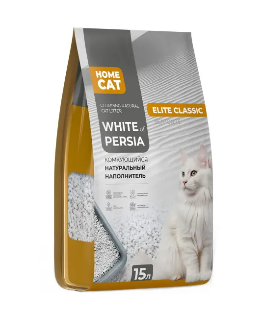 Наполнитель для кошачьих туалетов HOMECAT WHITE OF PERSIA ELITE CLASSIC, 15 л