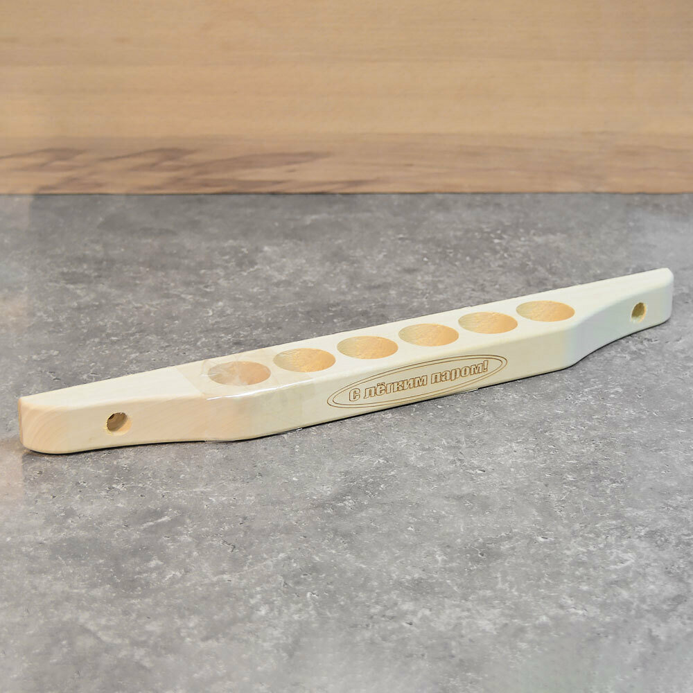 Полочка для масла с гравировкой 6 отверстий деревянная для бани