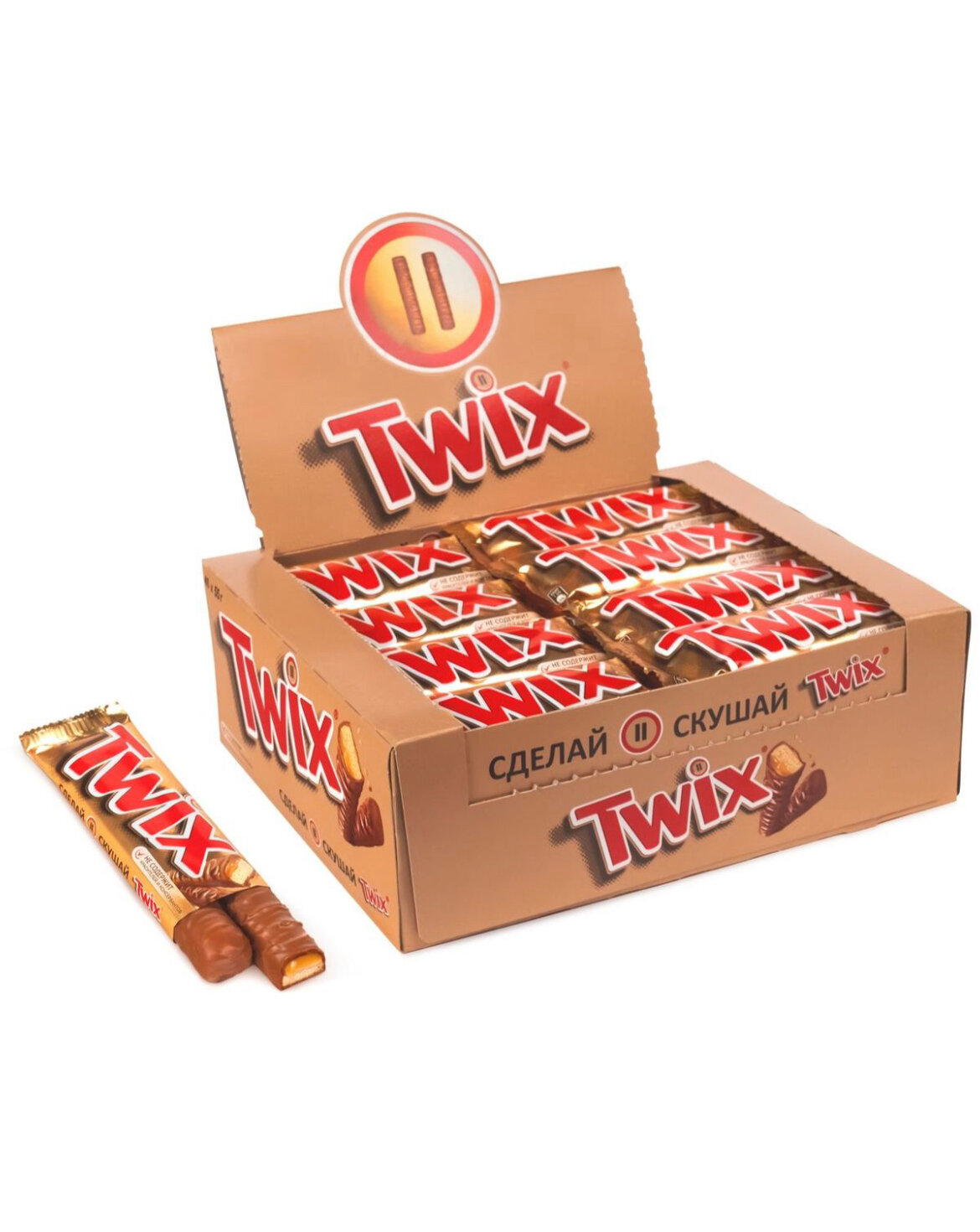 Печенье сахарное TWIX с карамелью, покрытое молочным шоколадом 40 х 55 г (2 х27,5 г)