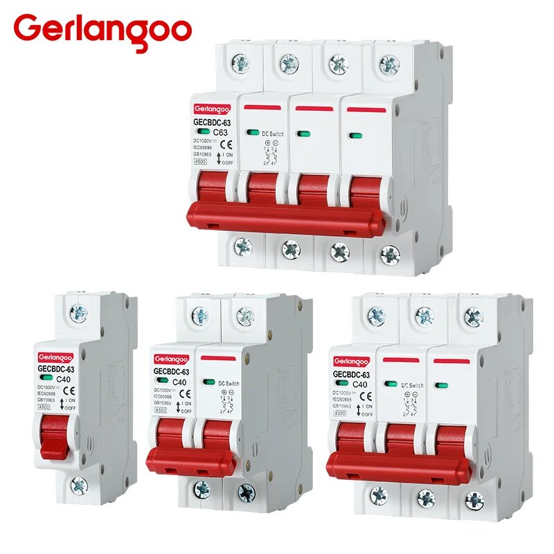 1P 2P 3P 4P DC 1000V MCB Солнечный мини-выключатель защиты от перегрузки 3A-63A DC1000V Фотоэлектрический фотоэлектрический фотоэлектрический 63A 1P