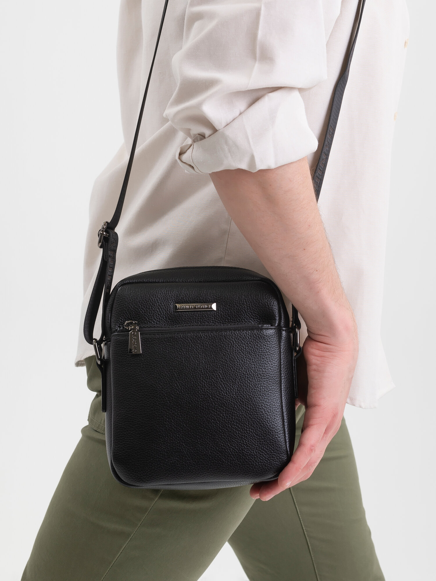 Сумка барсетка Daniele Patrici, фактура зернистая, черный 2 — фото 1