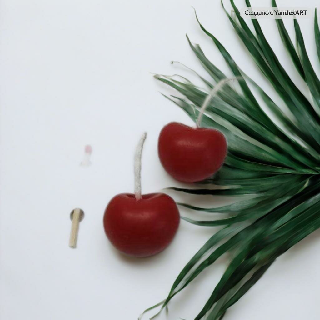 Свеча "Вишенка на Торте", ручная работа, высота 2 см, вес 18 г, красная