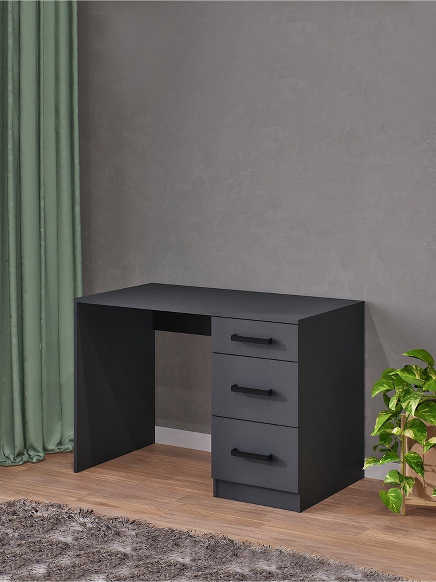 Стол письменный Сима-ленд «стандарт» с ящиками ЛДСП серый графит