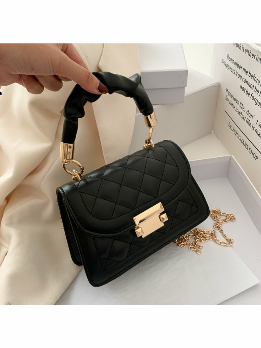Сумка  ROMANTIC TIME Mini Bag, фактура стеганая, черный