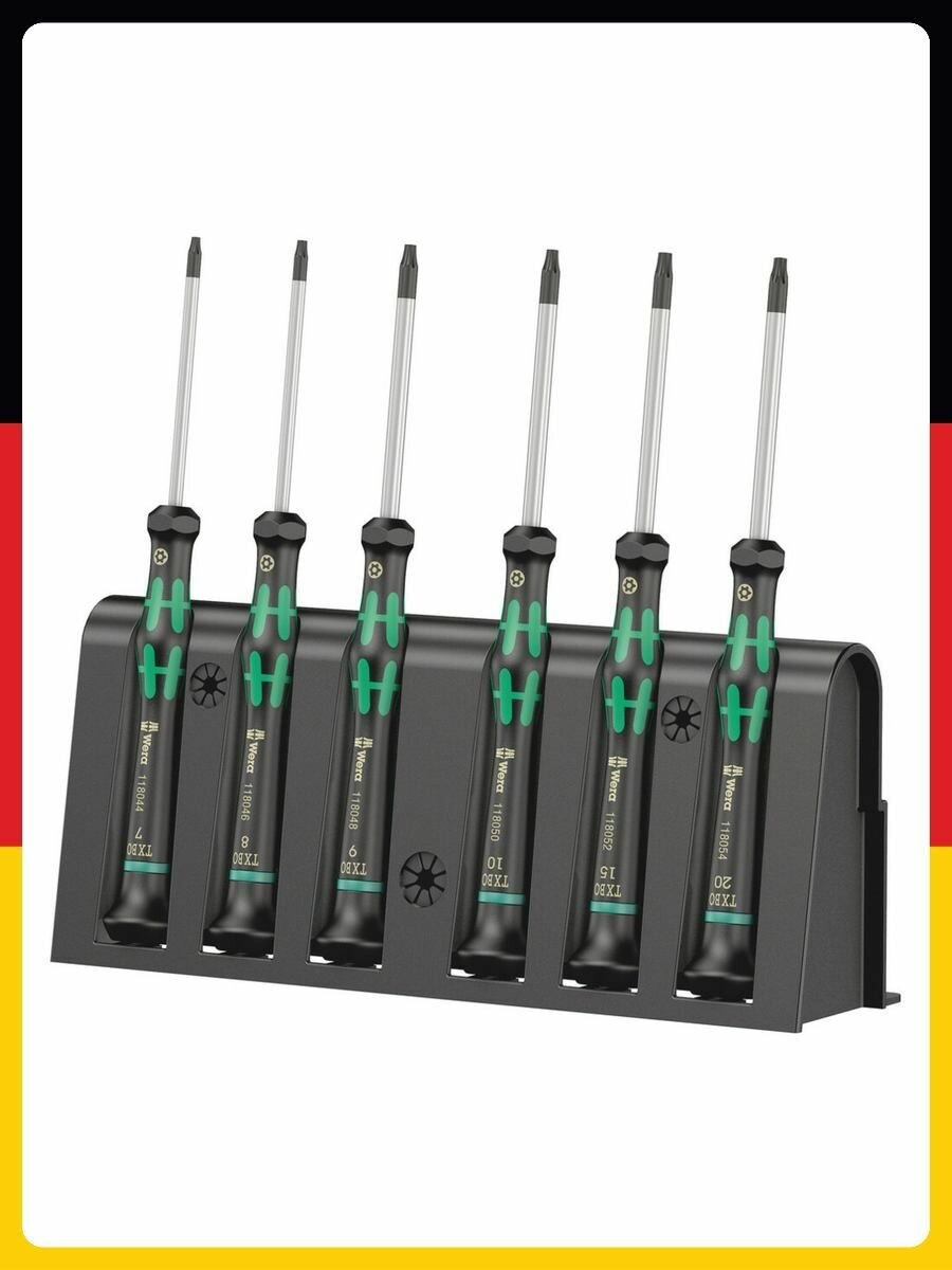 Набор отверток Wera 2067/6 Electronics TORX BO + подставка, 6 предметов