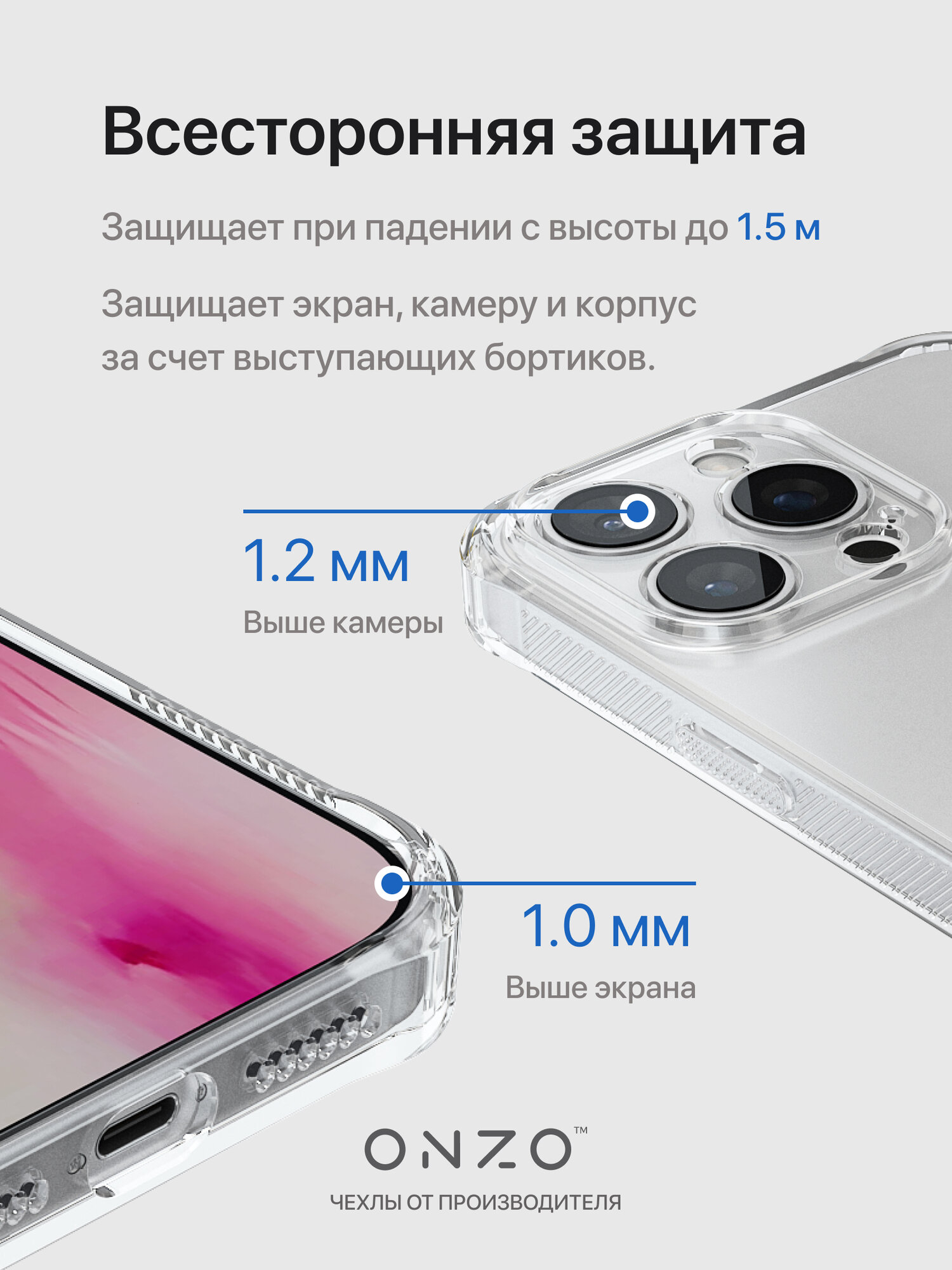 Прозрачный чехол для iPhone 16 Pro Max / Противоударный бампер на Айфон 16 Про Макс с ребристыми гранями — фото 1