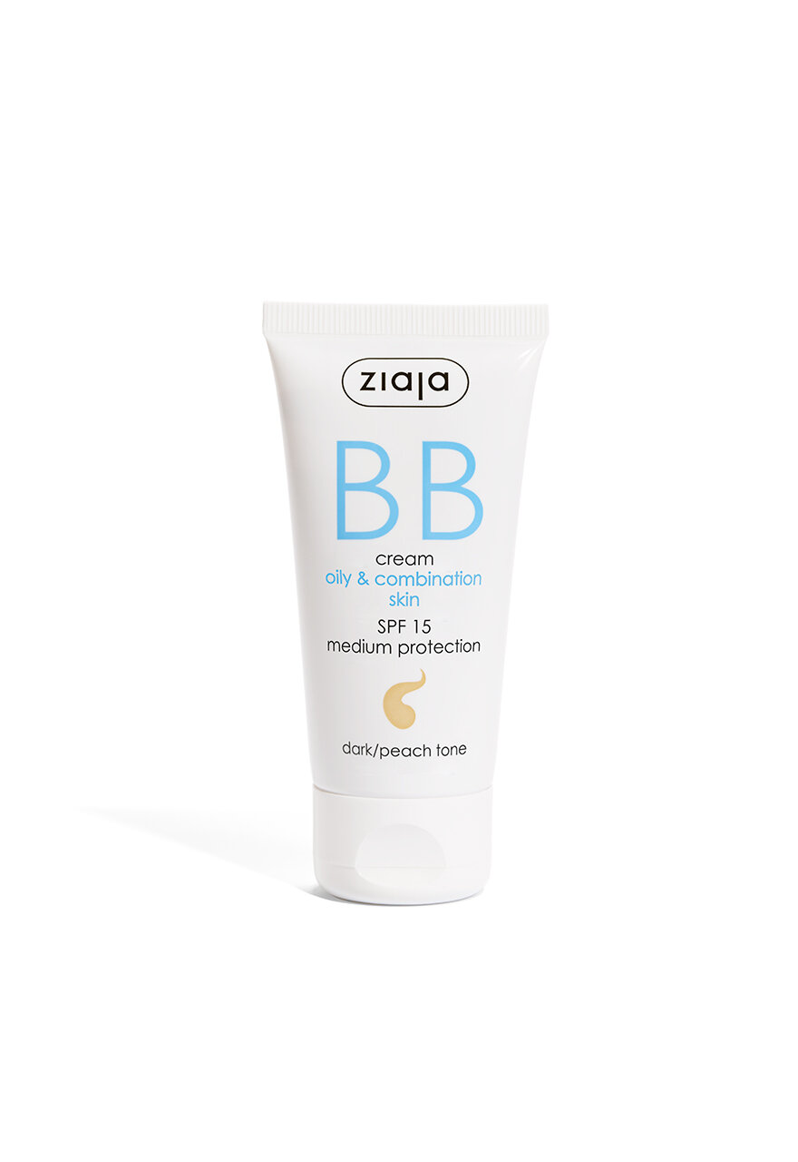 BB-крем Ziaja, для жирной/комбинированной кожи, SPF 15, персиковый, 50мл