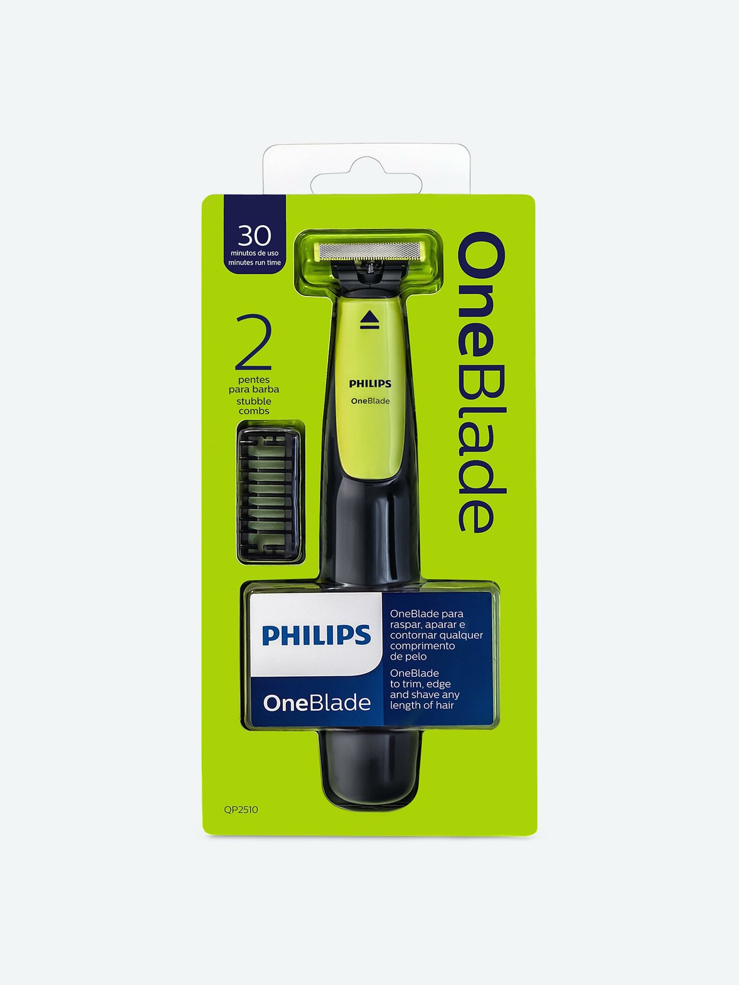 Триммер Philips OneBlade QP2510, влагозащищенный, 30 минут работы