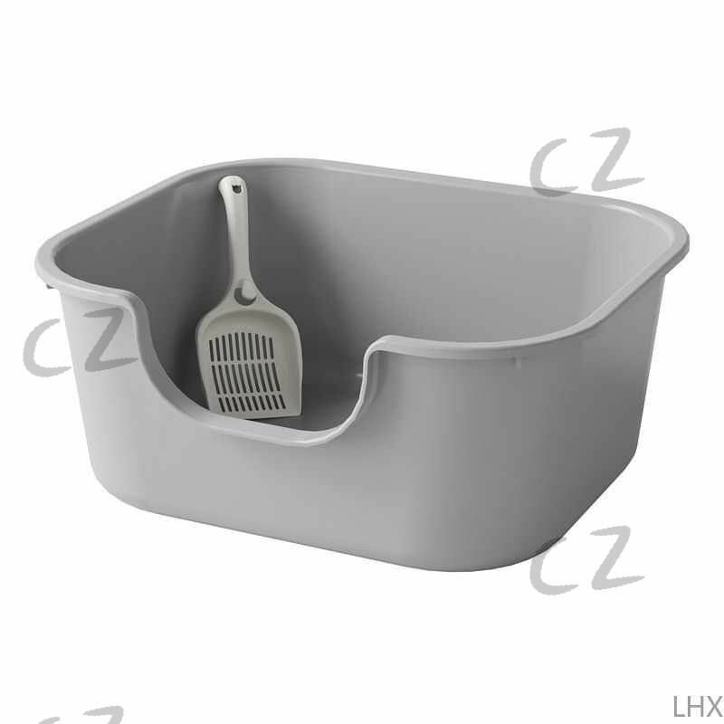 Лоток туалет для кошек с высоким бортом и сеткой Большой лоток для животных 470x400x200mm Серый