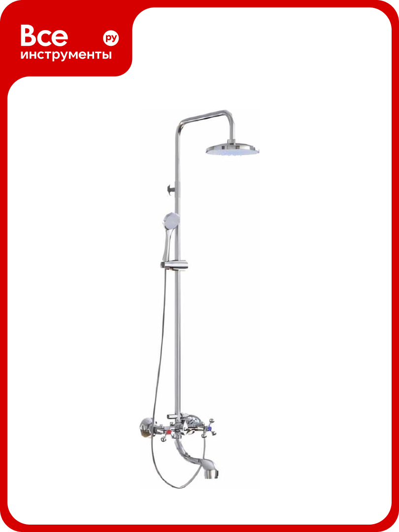 Душевая система Mixline смеситель1/2 керамика с изливом + лейка 1 режим+ душевой шланг + тропический душ ML2419 530036