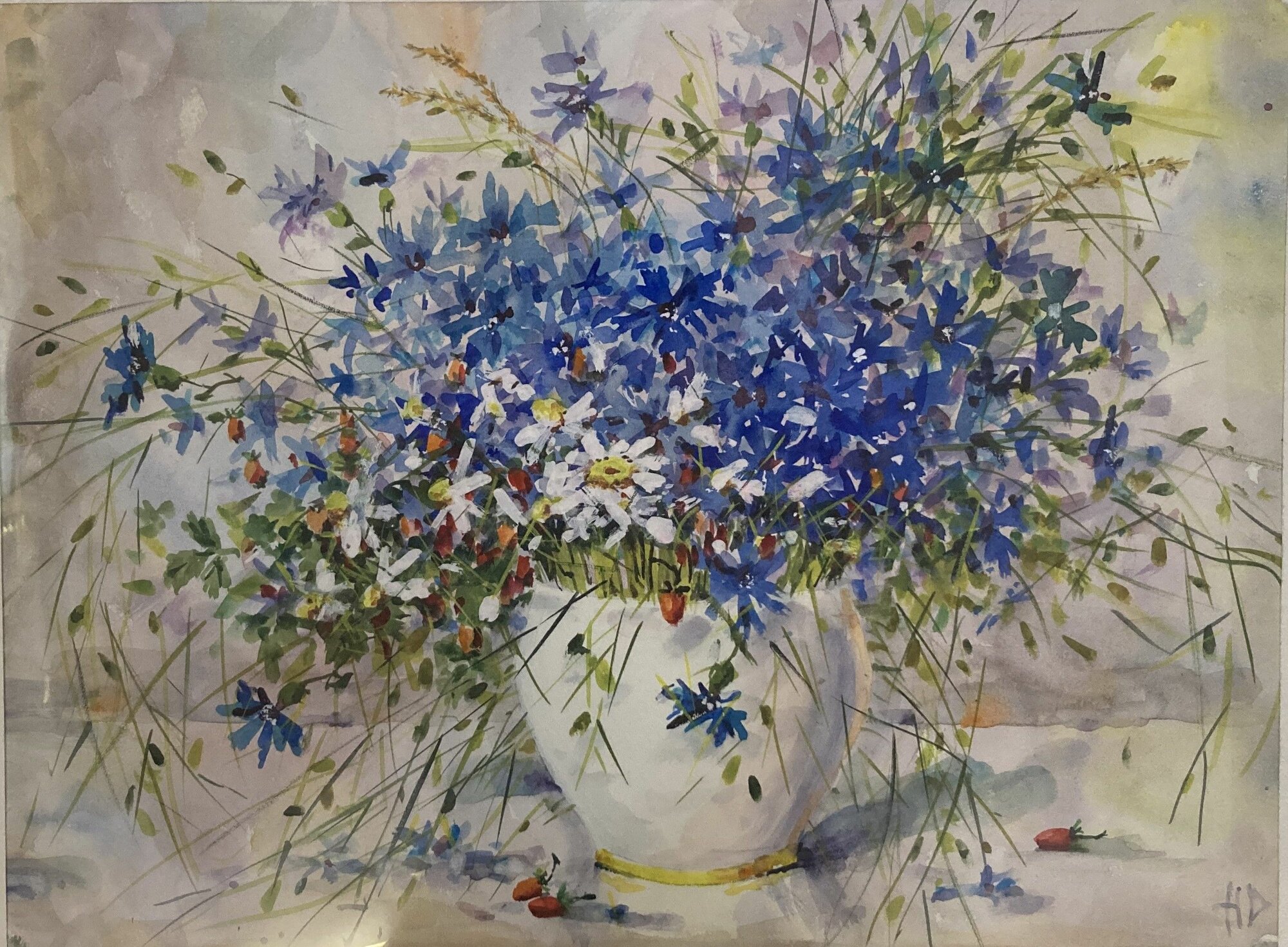 ART-Salon at Oktyabrskaya "Букет васильков" 40х50 см. бумага акварель; ручная работа
