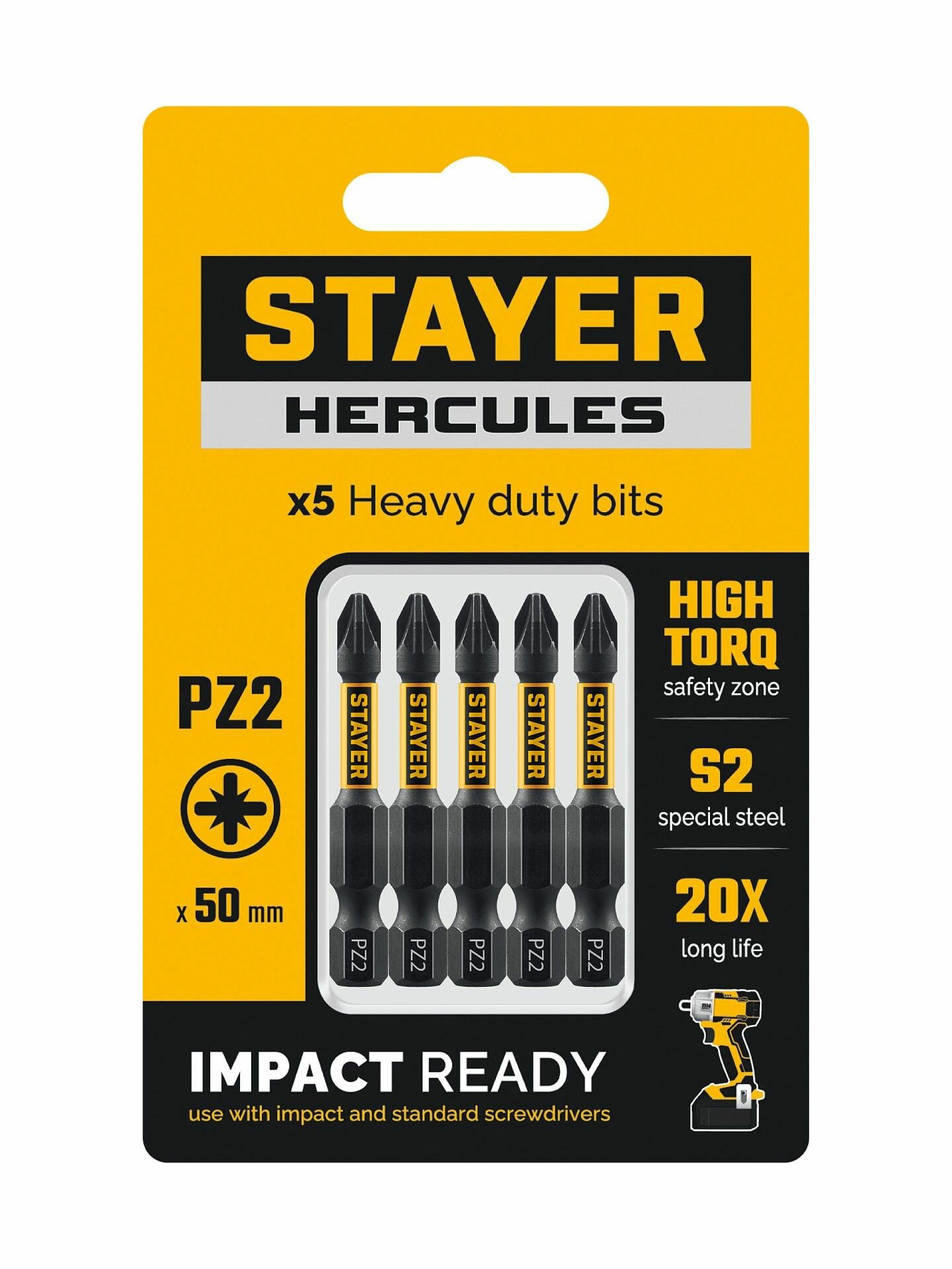 Торсионные биты STAYER HERCULES PZ2 50 мм 5 штук 26233-2-50-5