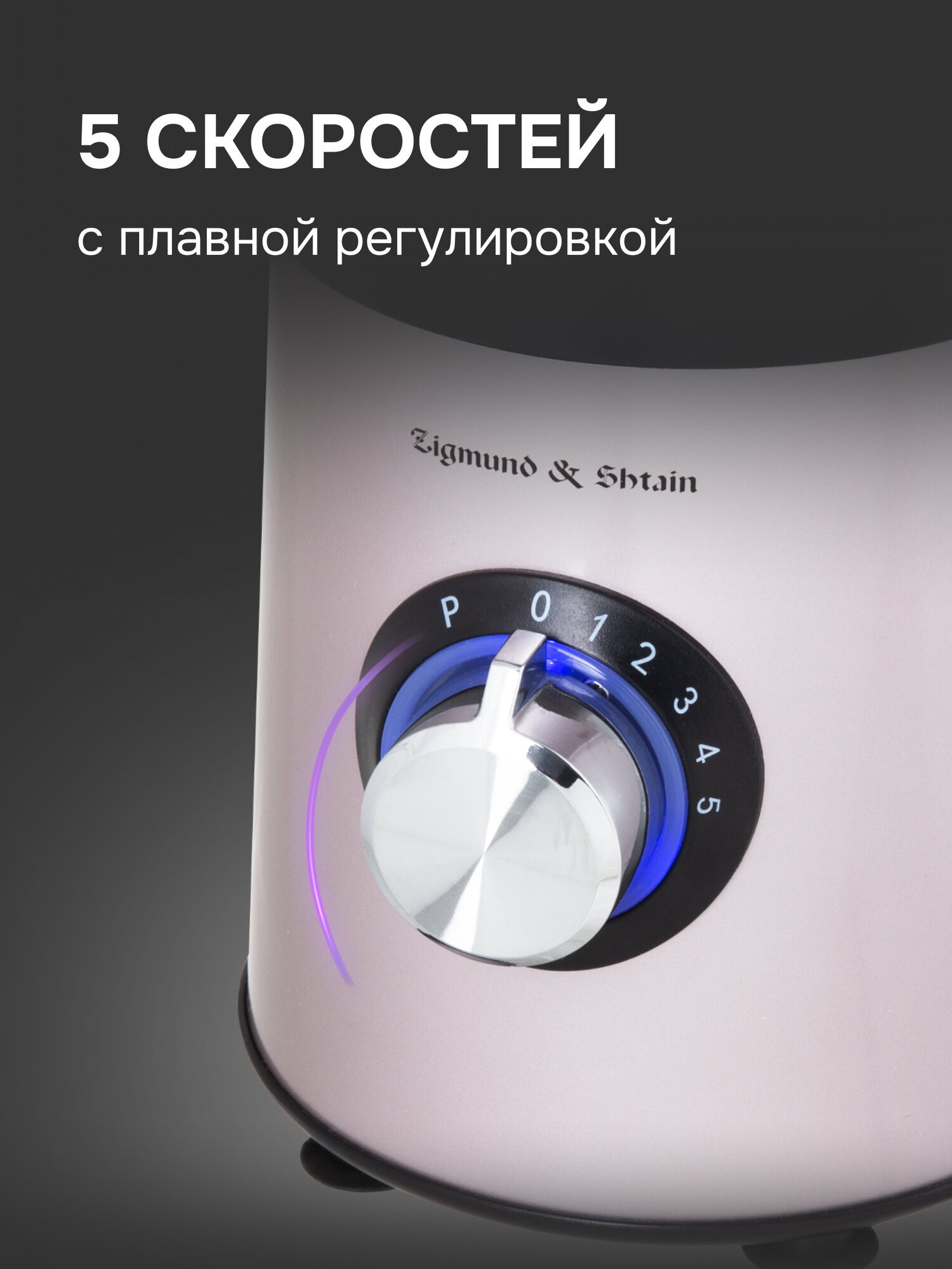 Блендер стационарный Zigmund & Shtain BS-441 D, 1000 Вт, 5 ск-й, стальной — фото 1