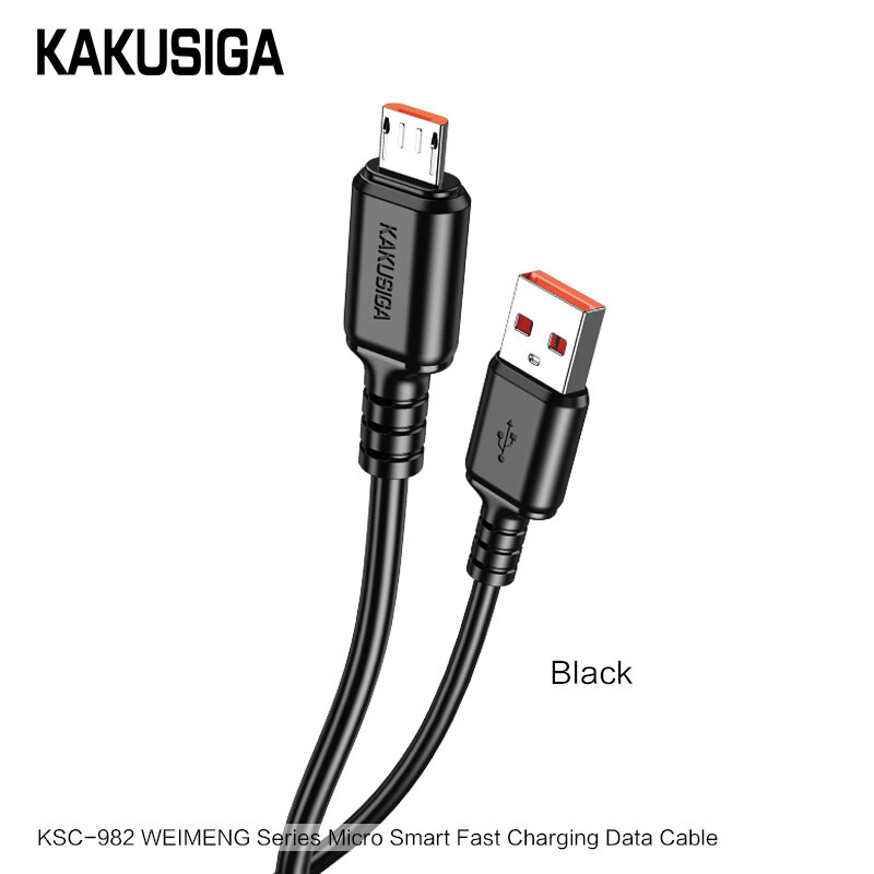 Кабель USB KAKUSIGA KSC-982 Micro USB, черный, для зарядки и синхронизации данных