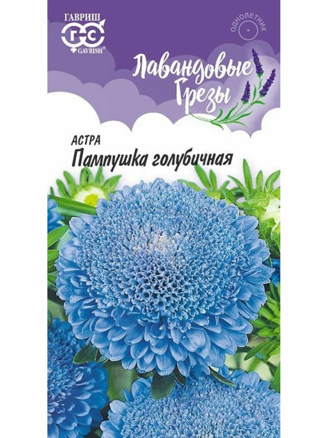 Семена Астра Пампушка голубичная однолетник цветной пакет Гавриш 1 пачка - 0.3г семян