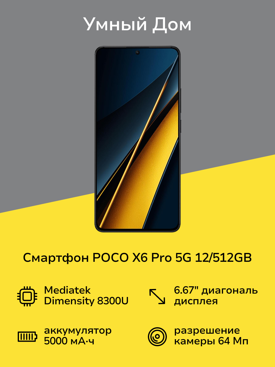 Смартфон POCO X6 Pro 5G 12/512GB Black