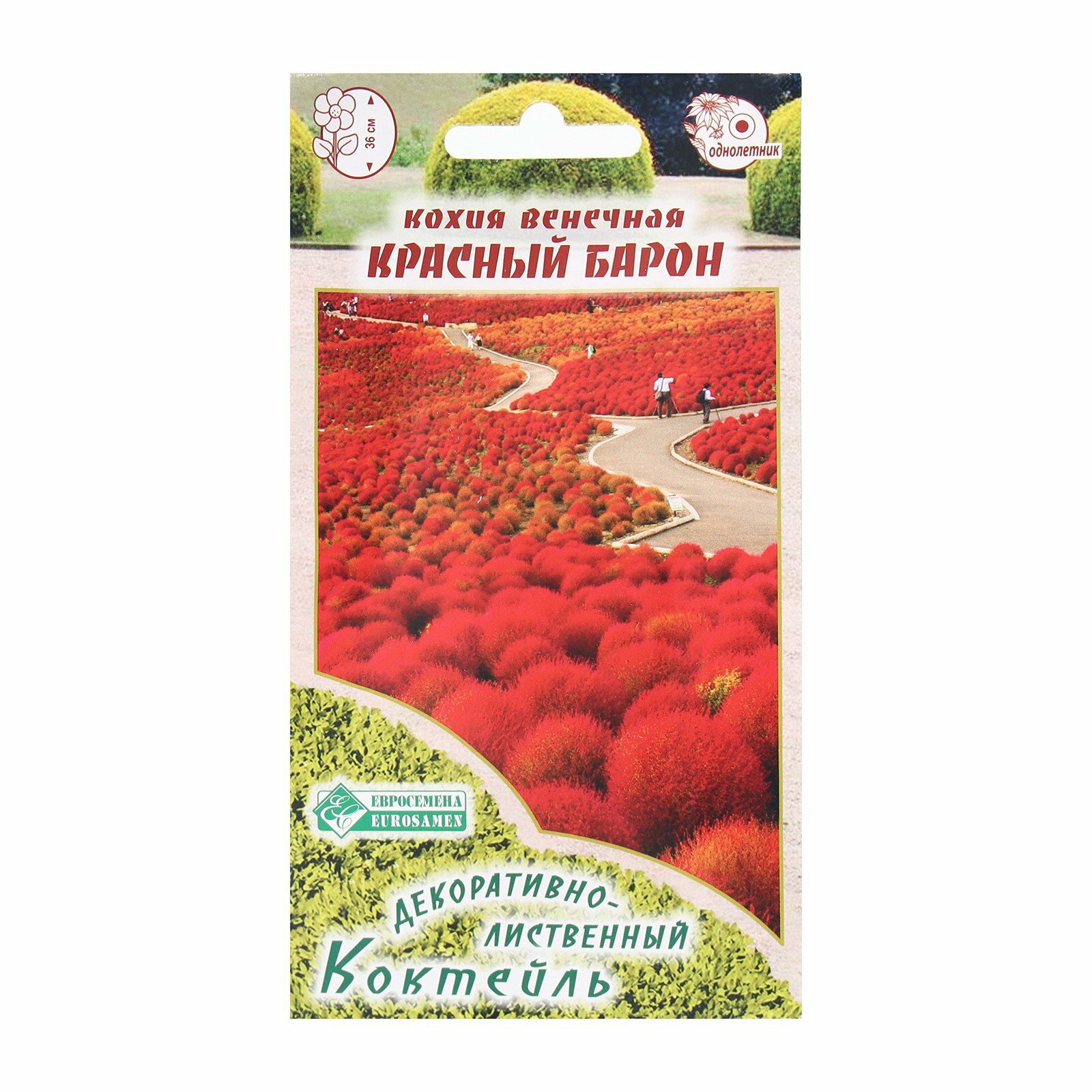 Семена Цветов Кохия венечная Красный Барон 0.3 г вид: кохия