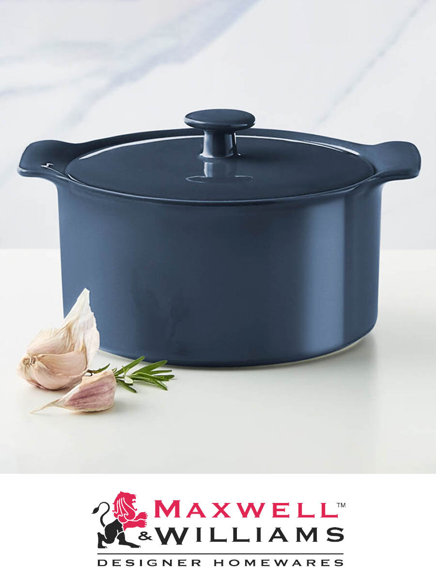 Кастрюля с крышкой Maxwell   Williams Indulgence 1 3 л  фарфор  синяя