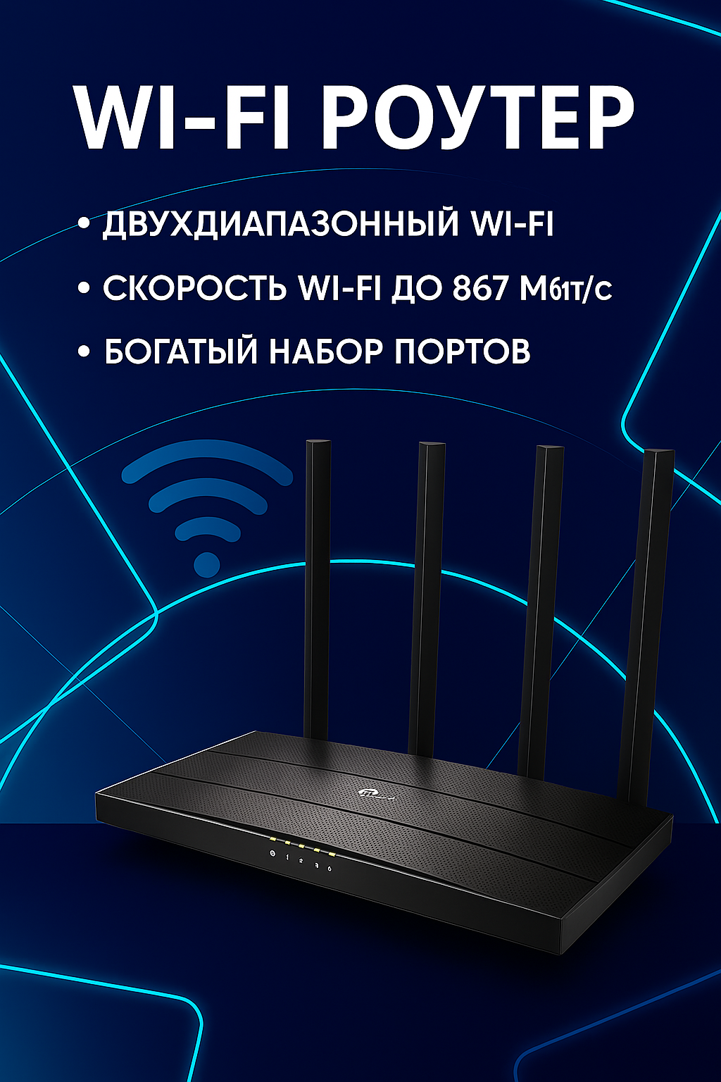 Роутер TP-Link Archer C6, Wi-Fi, гигабитный, MU-MIMO, 2 диапазона, 1200 Мбит/сек