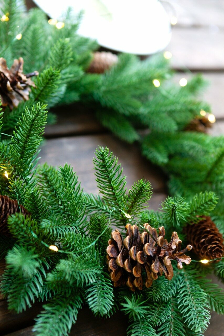 Венок рождественский 50см, декор на дверь новогодний венок с шишками моника литые ветки Crystal Trees — фото 1